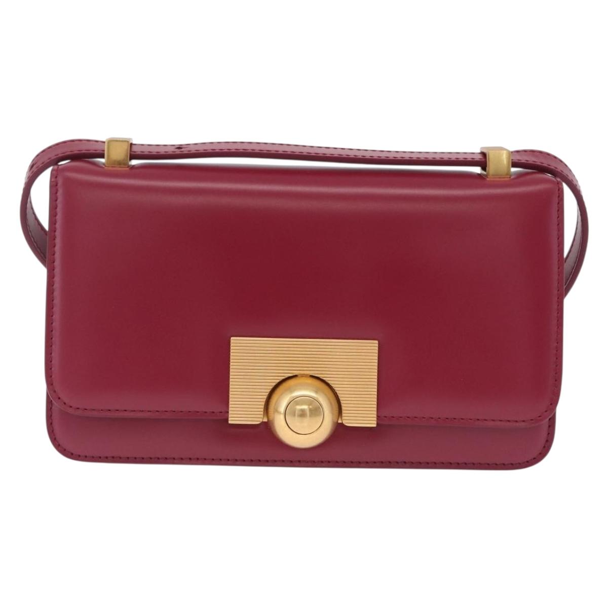 Bottega Veneta Shoulder Bag Leather Red Gold Auth 207362V