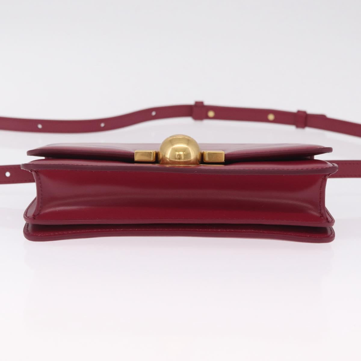 Bottega Veneta Shoulder Bag Leather Red Gold Auth 207362V