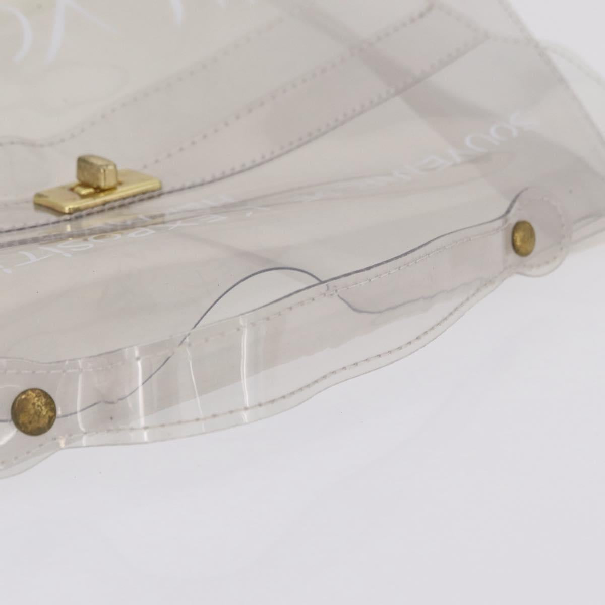 HERMES Vinyl Kelly Hand Bag Vinyl Clear Gold Auth 207368A