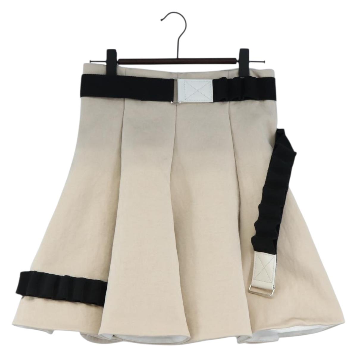LOUIS VUITTON Skirt Silk 36 Beige Silver LV Auth 207380M
