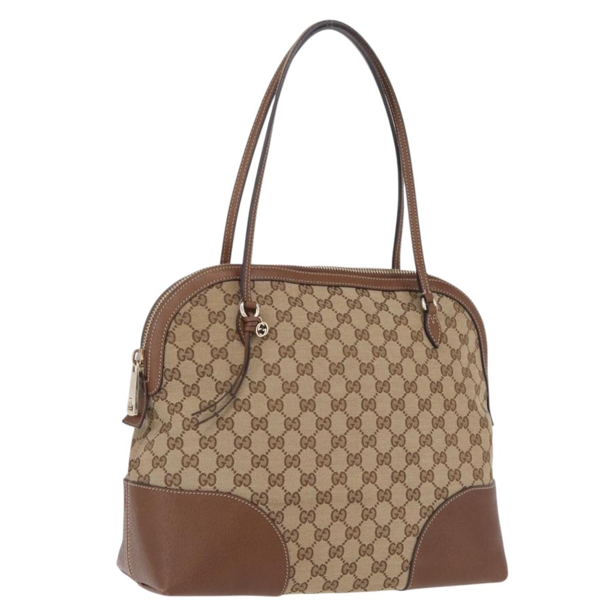 GUCCI GG Canvas Shoulder Bag Beige Gold 323673 Auth 207390