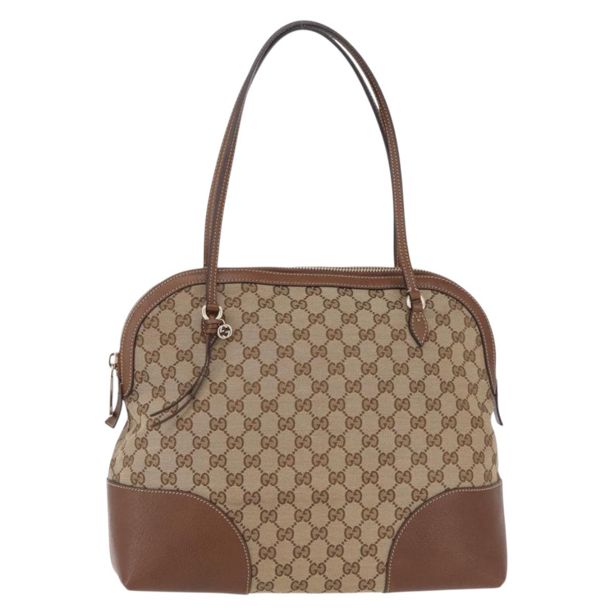 GUCCI GG Canvas Shoulder Bag Beige Gold 323673 Auth 207390