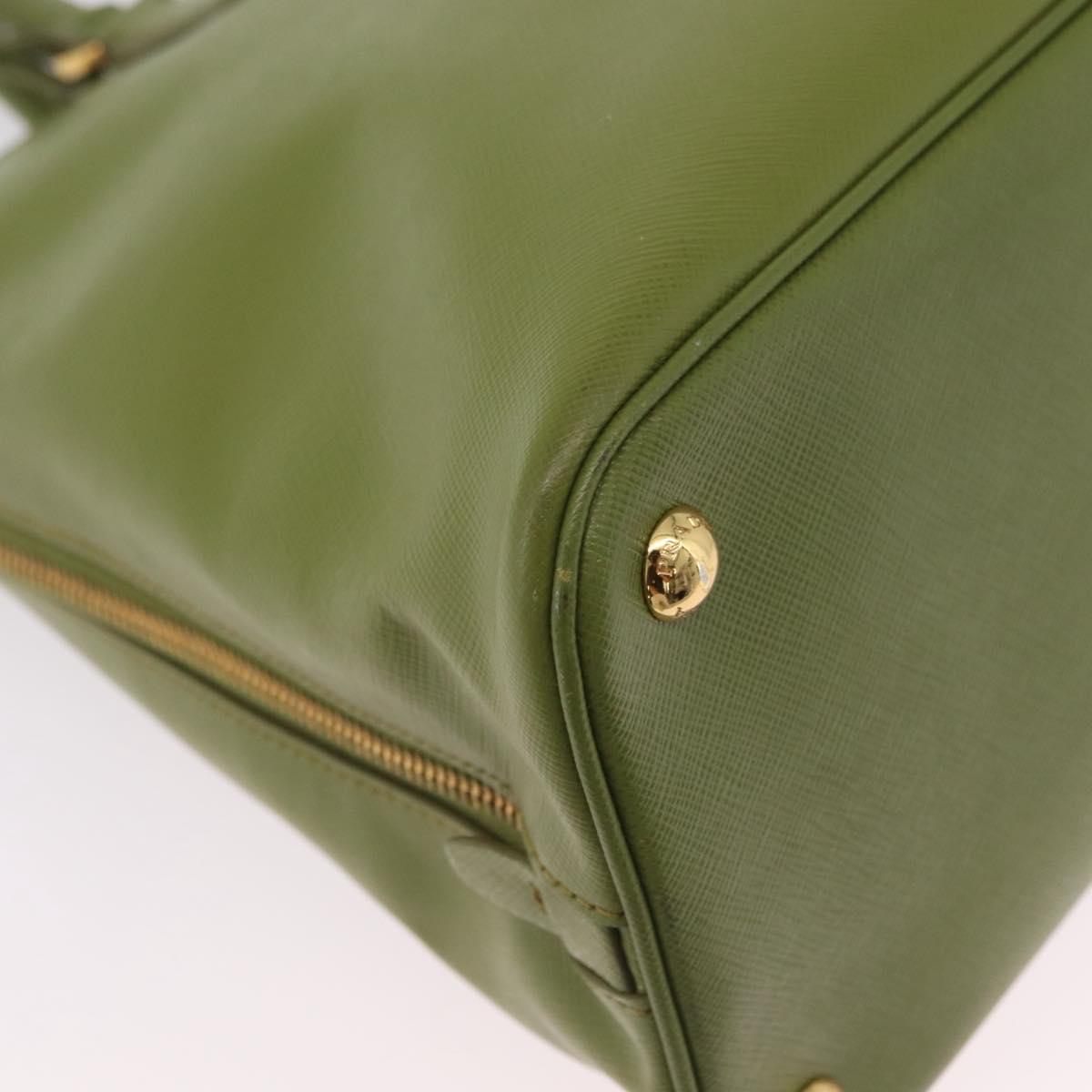 PRADA Hand Bag Saffiano leather Green Gold Auth 207400V