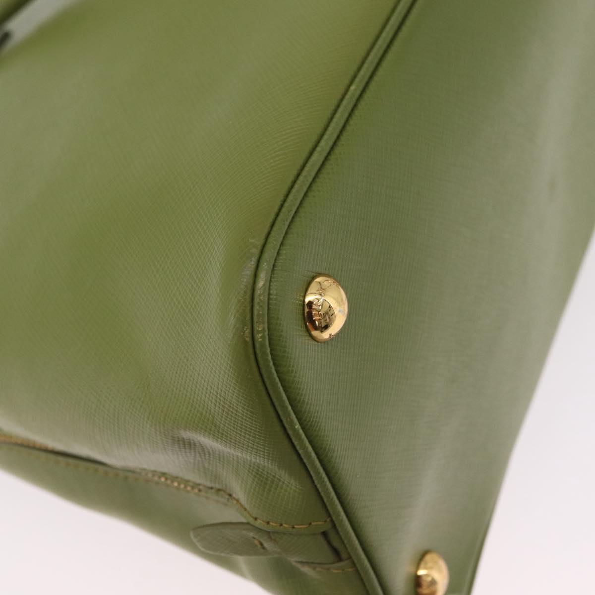 PRADA Hand Bag Saffiano leather Green Gold Auth 207400V