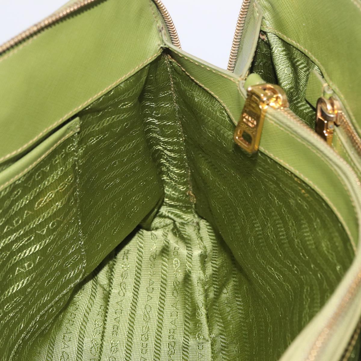PRADA Hand Bag Saffiano leather Green Gold Auth 207400V