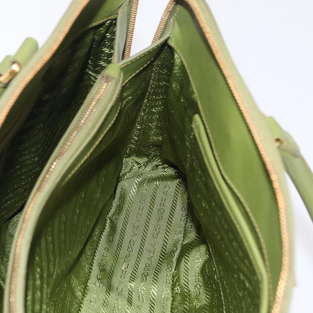 PRADA Hand Bag Saffiano leather Green Gold Auth 207400V