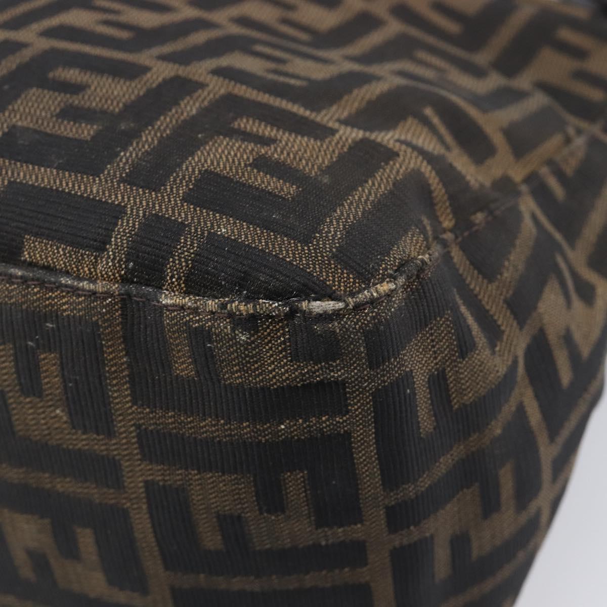 FENDI Zucca Canvas Mamma Baguette Shoulder Bag Brown Black Auth 207405