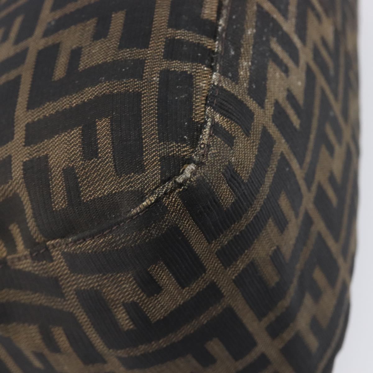 FENDI Zucca Canvas Mamma Baguette Shoulder Bag Brown Black Auth 207405