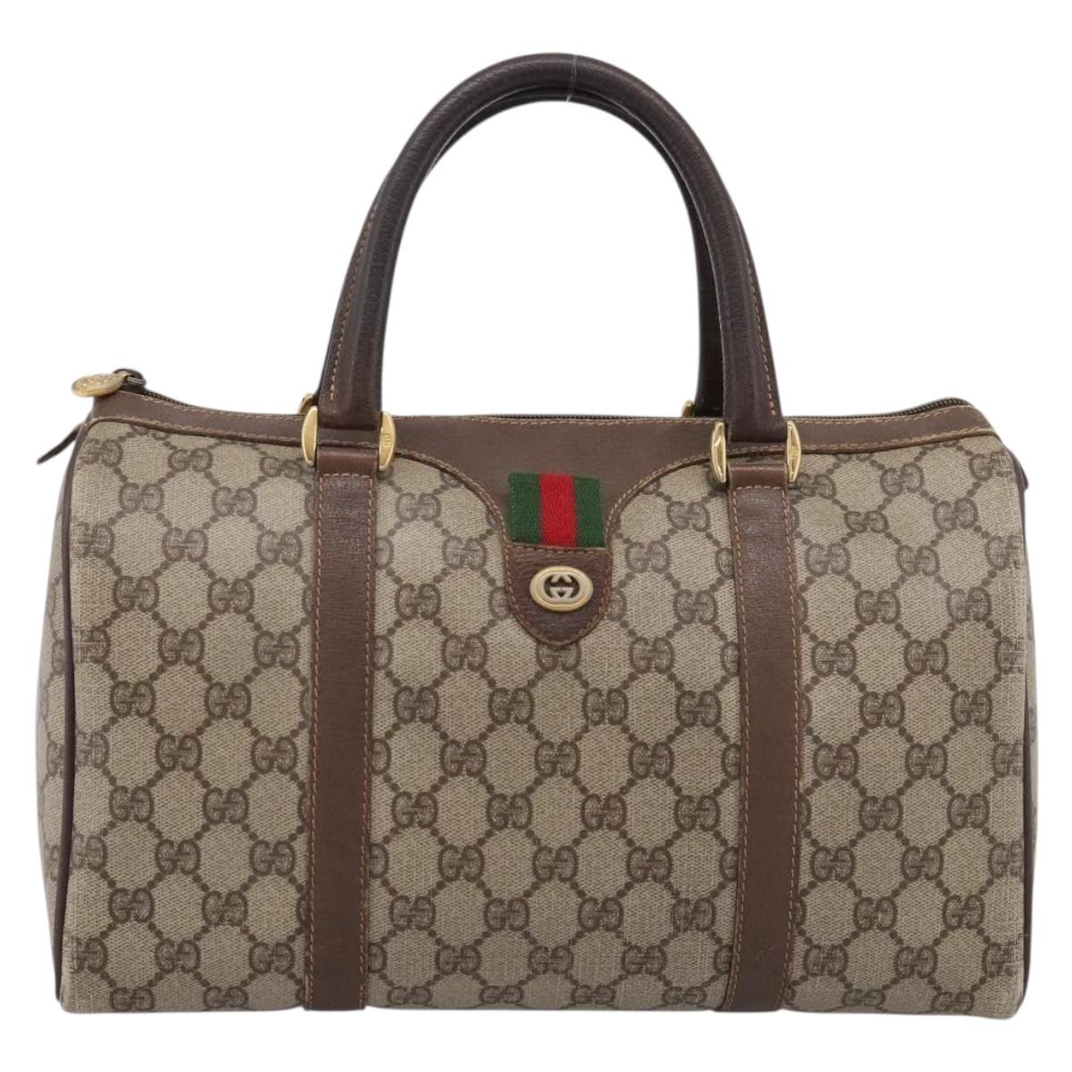 GUCCI GG Supreme Web Sherry Line Hand Bag PVC Beige Gold 40 02 007 Auth 207408