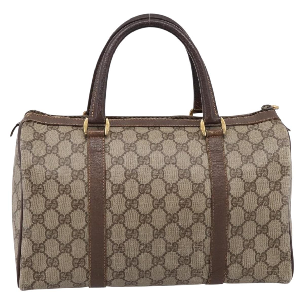 GUCCI GG Supreme Web Sherry Line Hand Bag PVC Beige Gold 40 02 007 Auth 207408
