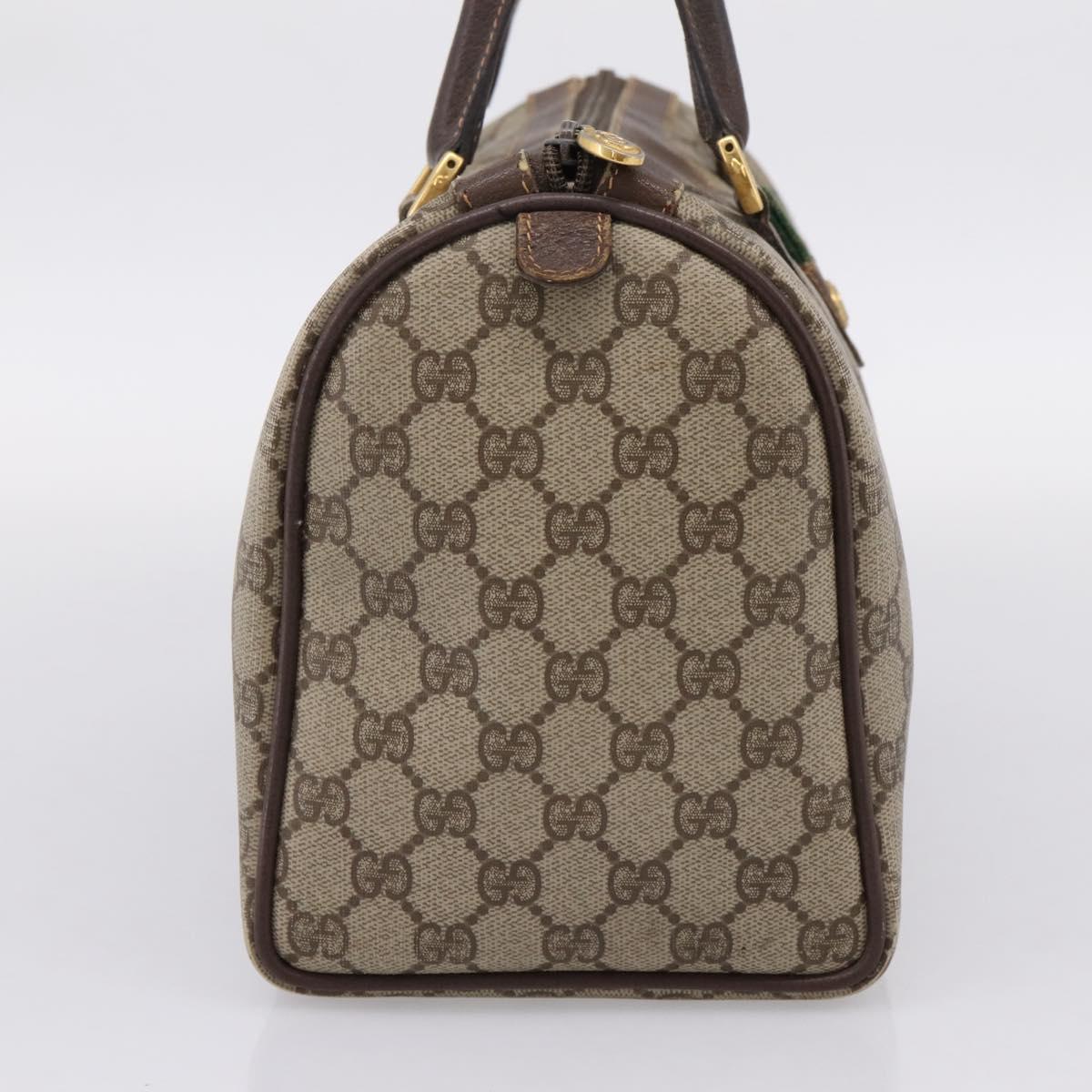 GUCCI GG Supreme Web Sherry Line Hand Bag PVC Beige Gold 40 02 007 Auth 207408