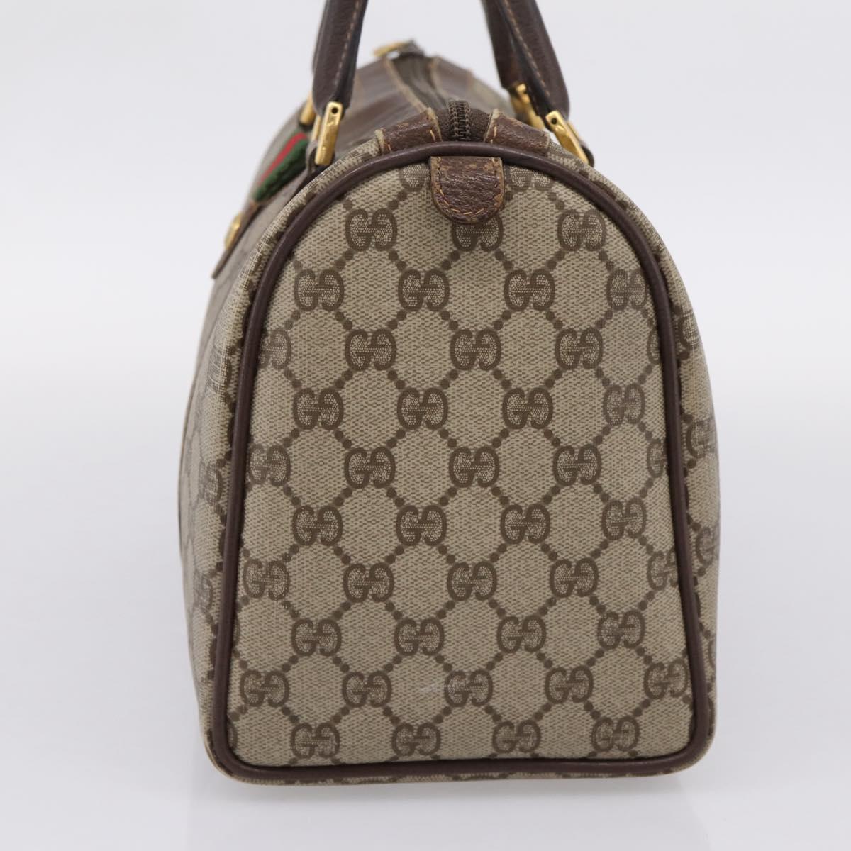 GUCCI GG Supreme Web Sherry Line Hand Bag PVC Beige Gold 40 02 007 Auth 207408