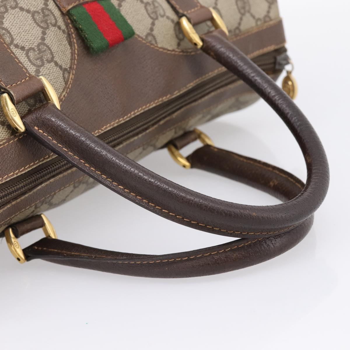 GUCCI GG Supreme Web Sherry Line Hand Bag PVC Beige Gold 40 02 007 Auth 207408
