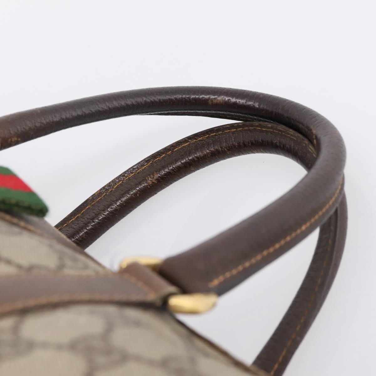 GUCCI GG Supreme Web Sherry Line Hand Bag PVC Beige Gold 40 02 007 Auth 207408