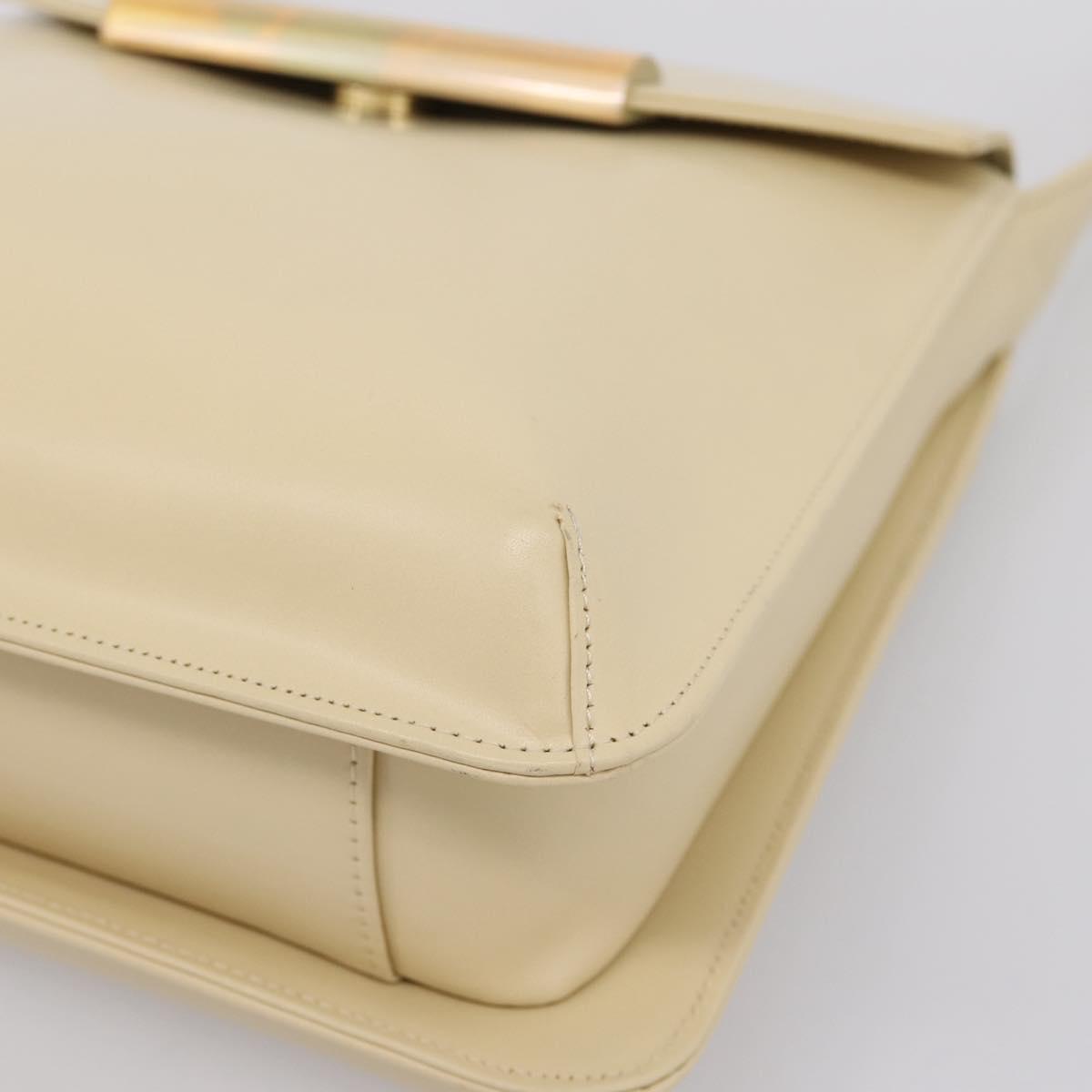 GIVENCHY Shoulder Bag Leather Ivory Gold Auth 207416