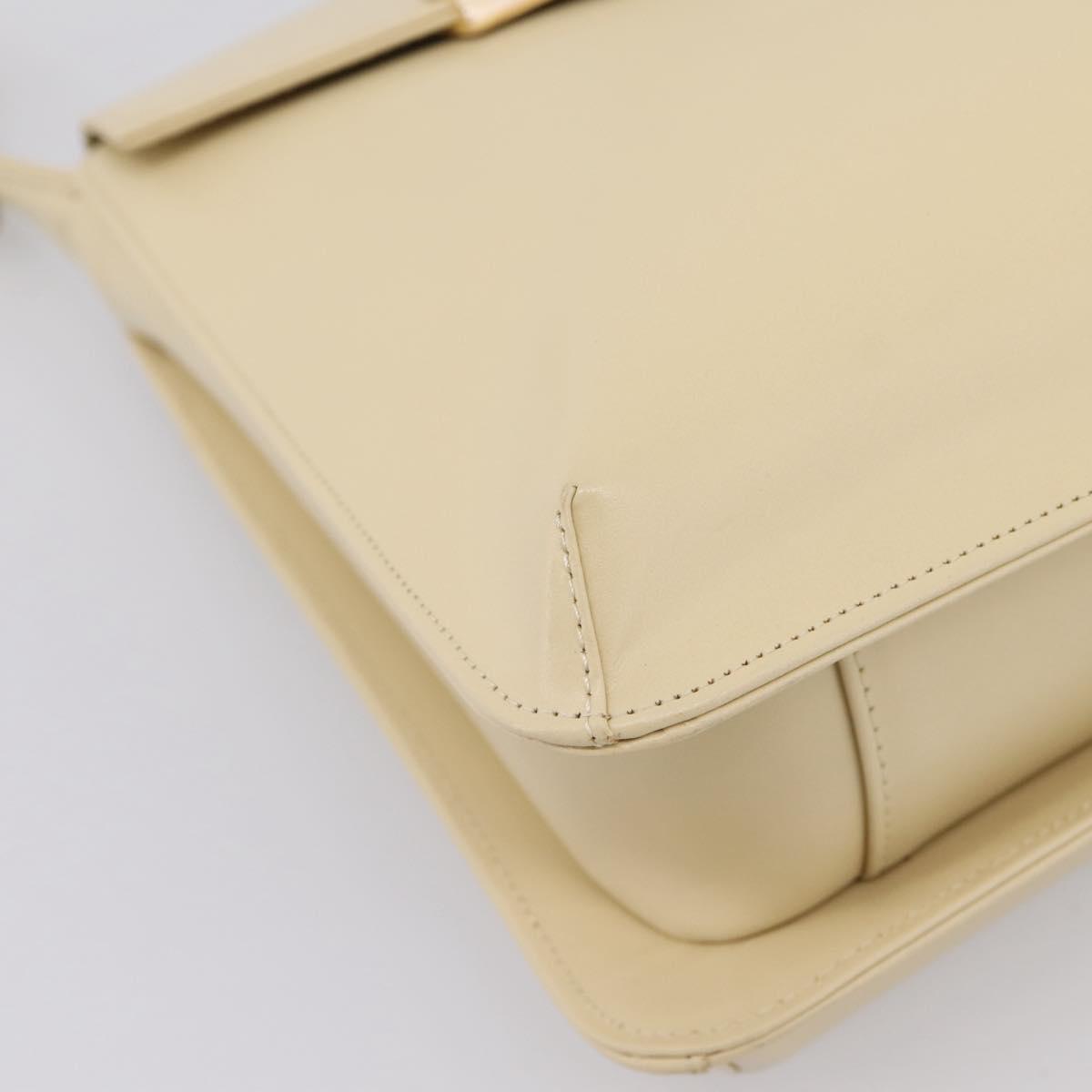 GIVENCHY Shoulder Bag Leather Ivory Gold Auth 207416