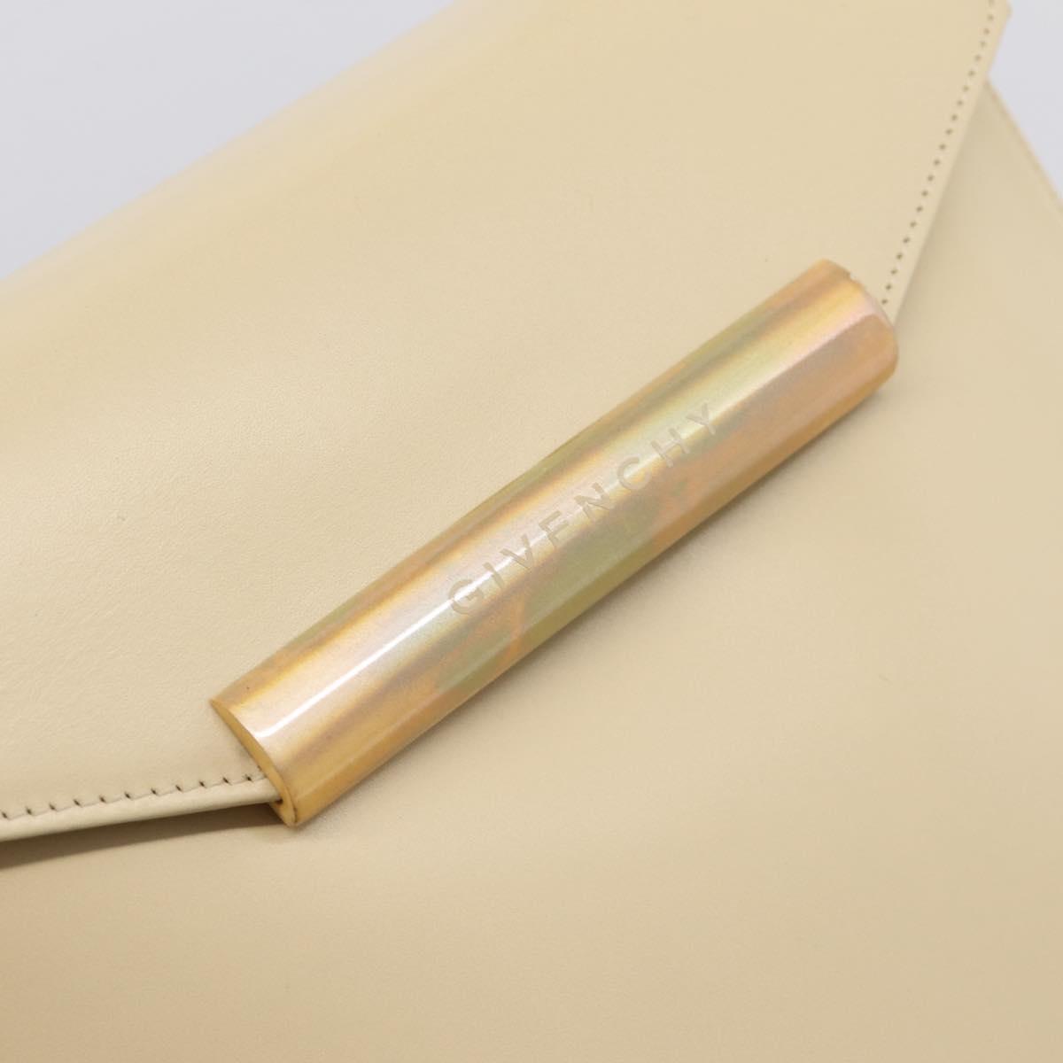 GIVENCHY Shoulder Bag Leather Ivory Gold Auth 207416