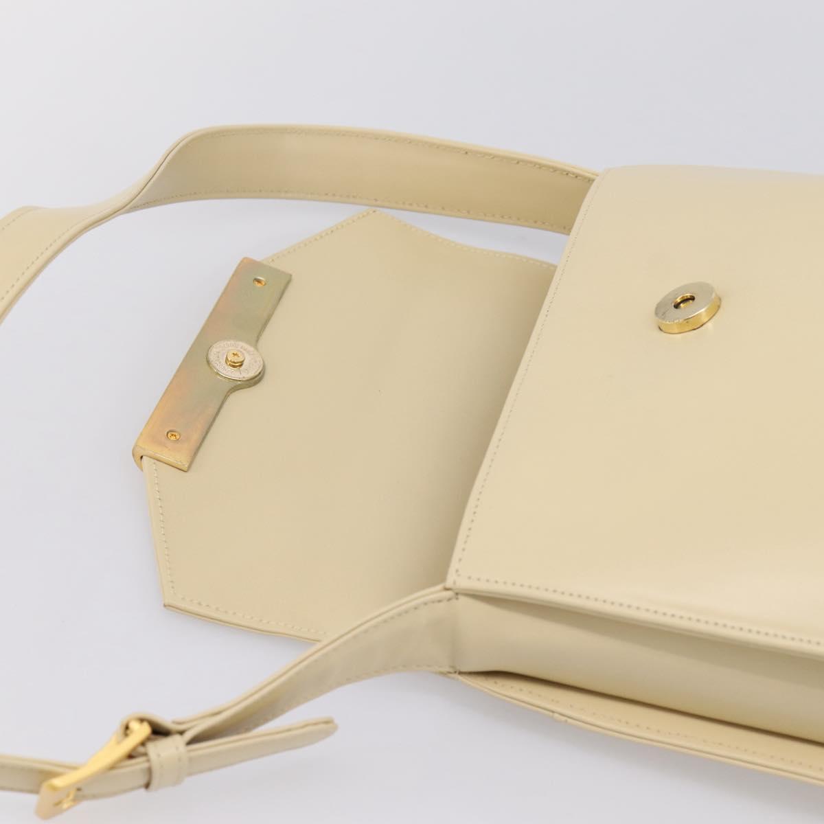 GIVENCHY Shoulder Bag Leather Ivory Gold Auth 207416