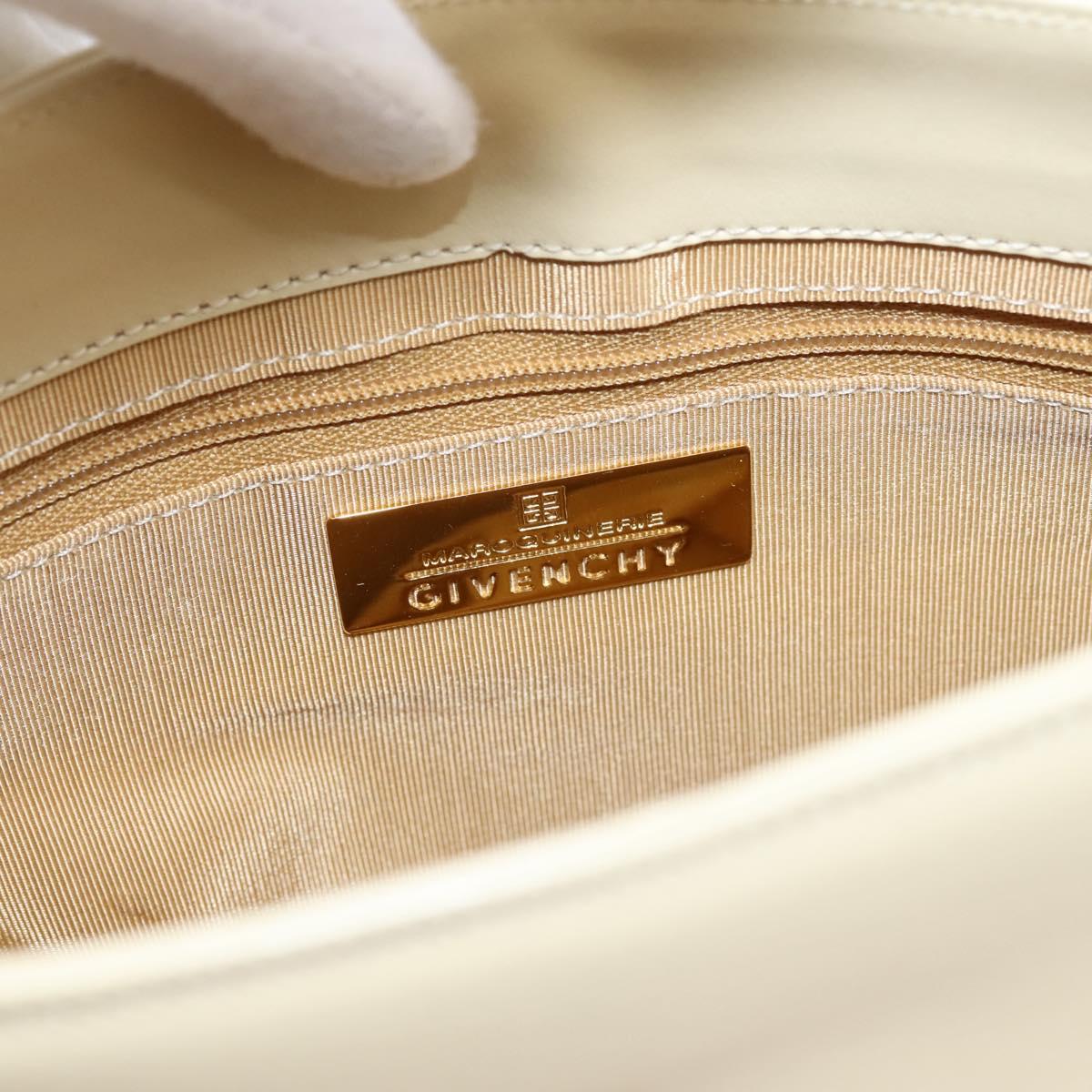 GIVENCHY Shoulder Bag Leather Ivory Gold Auth 207416