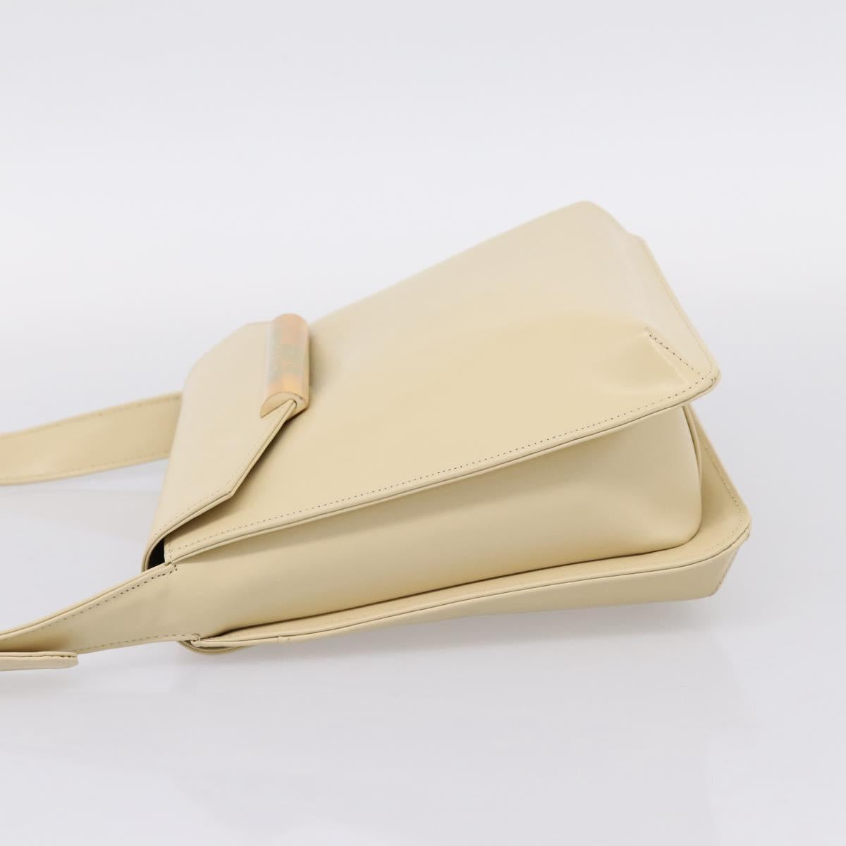 GIVENCHY Shoulder Bag Leather Ivory Gold Auth 207416