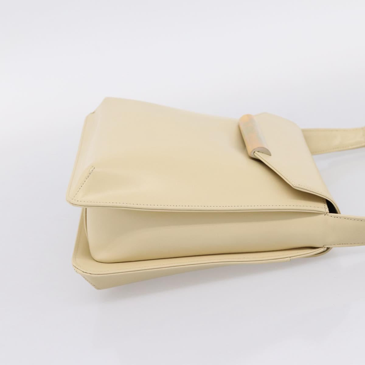 GIVENCHY Shoulder Bag Leather Ivory Gold Auth 207416