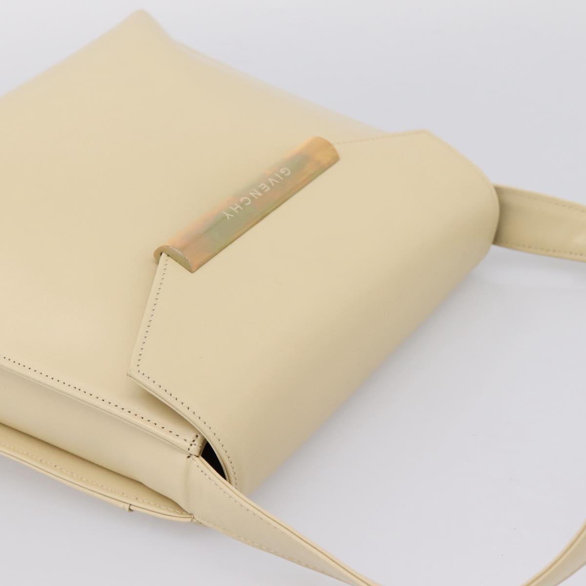 GIVENCHY Shoulder Bag Leather Ivory Gold Auth 207416