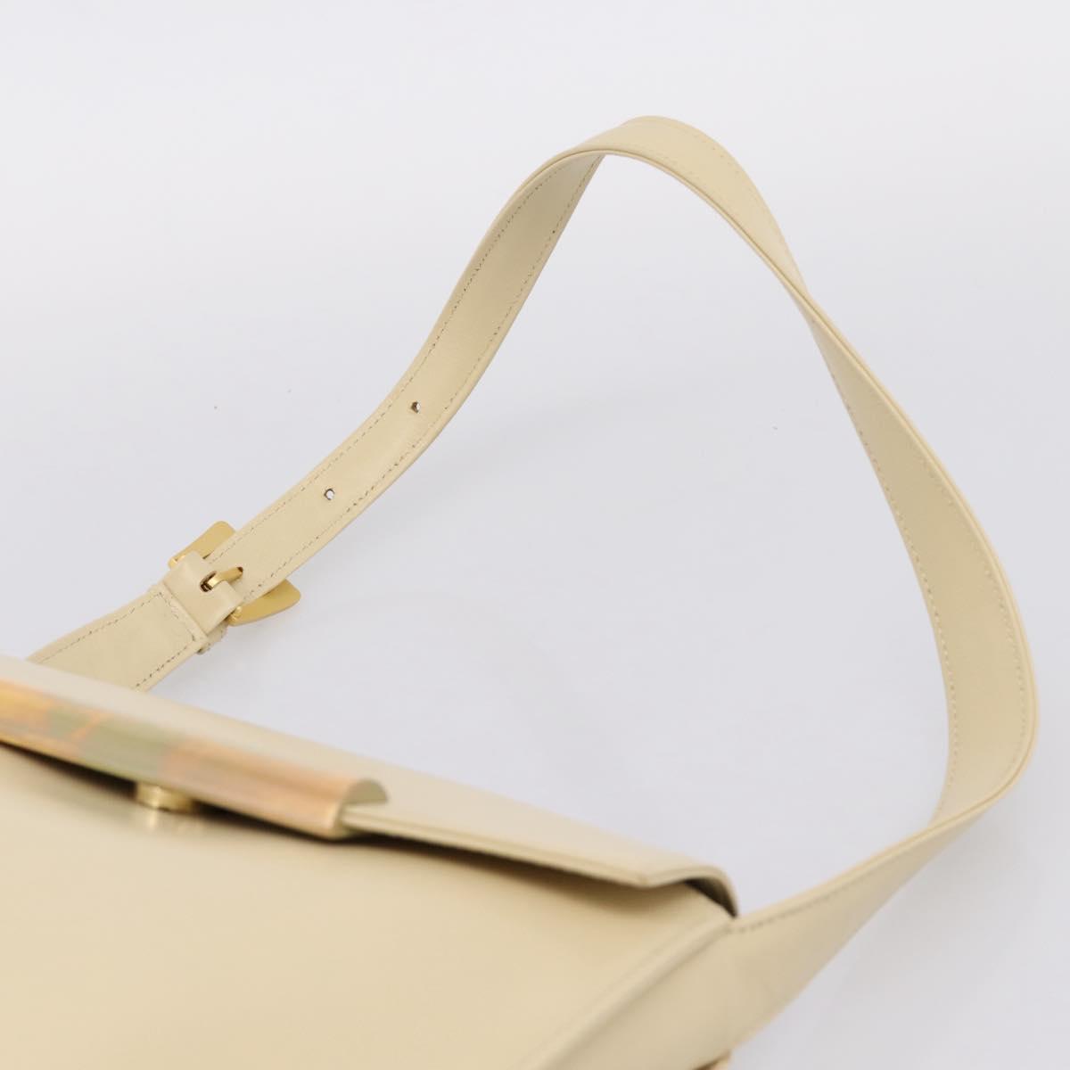 GIVENCHY Shoulder Bag Leather Ivory Gold Auth 207416