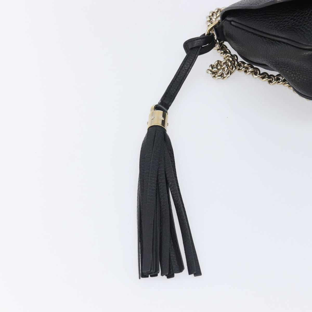 GUCCI Soho Chain Shoulder Bag Leather Black Gold 536224 Auth 207417V