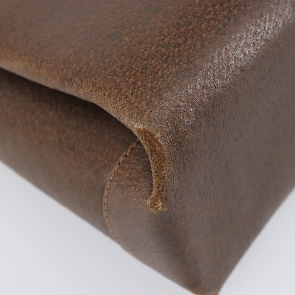 GUCCI Hand Bag Leather Brown Gold Auth 207418A