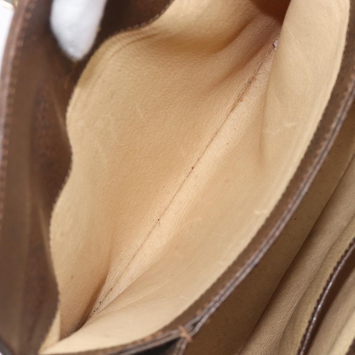GUCCI Hand Bag Leather Brown Gold Auth 207418A