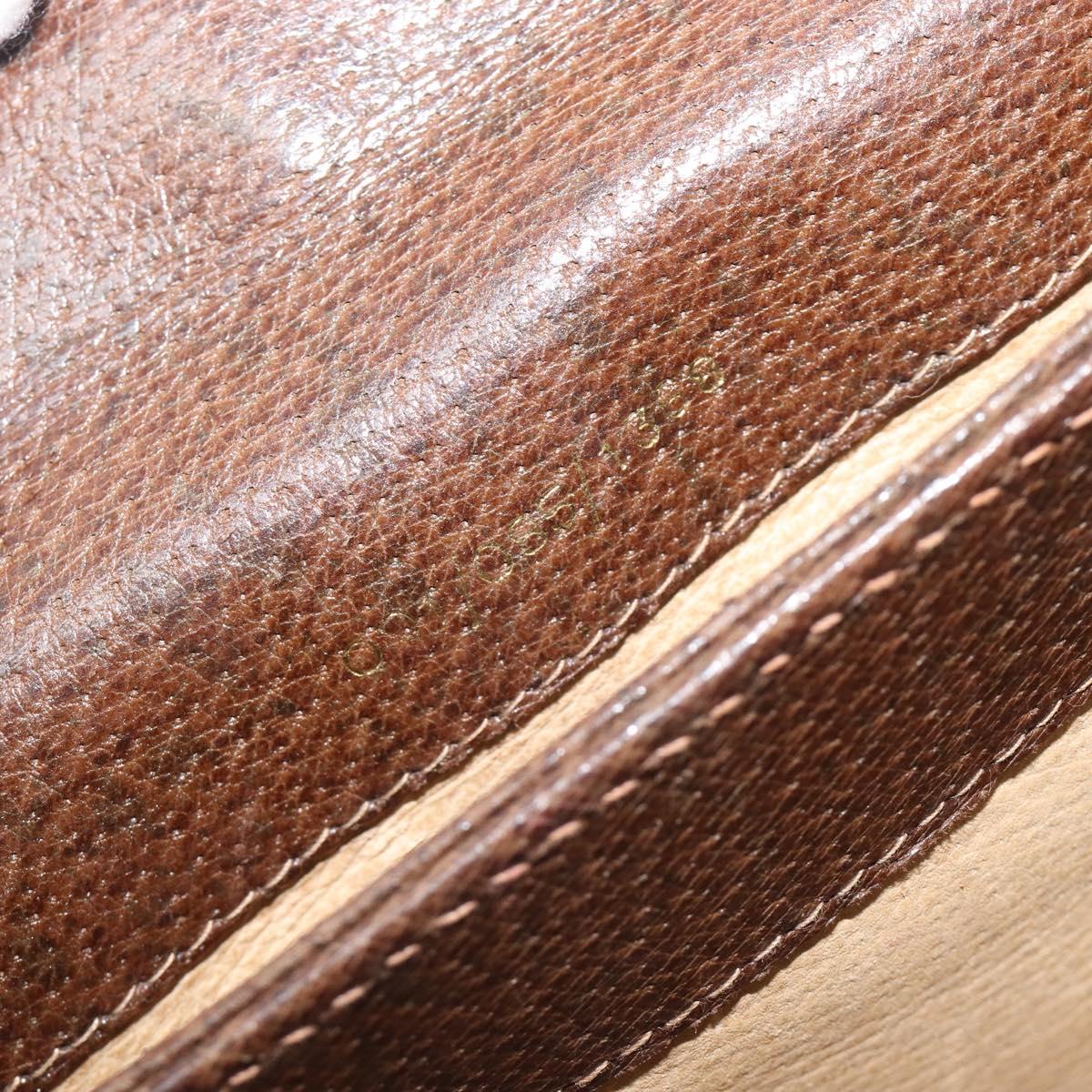 GUCCI Hand Bag Leather Brown Gold Auth 207418A