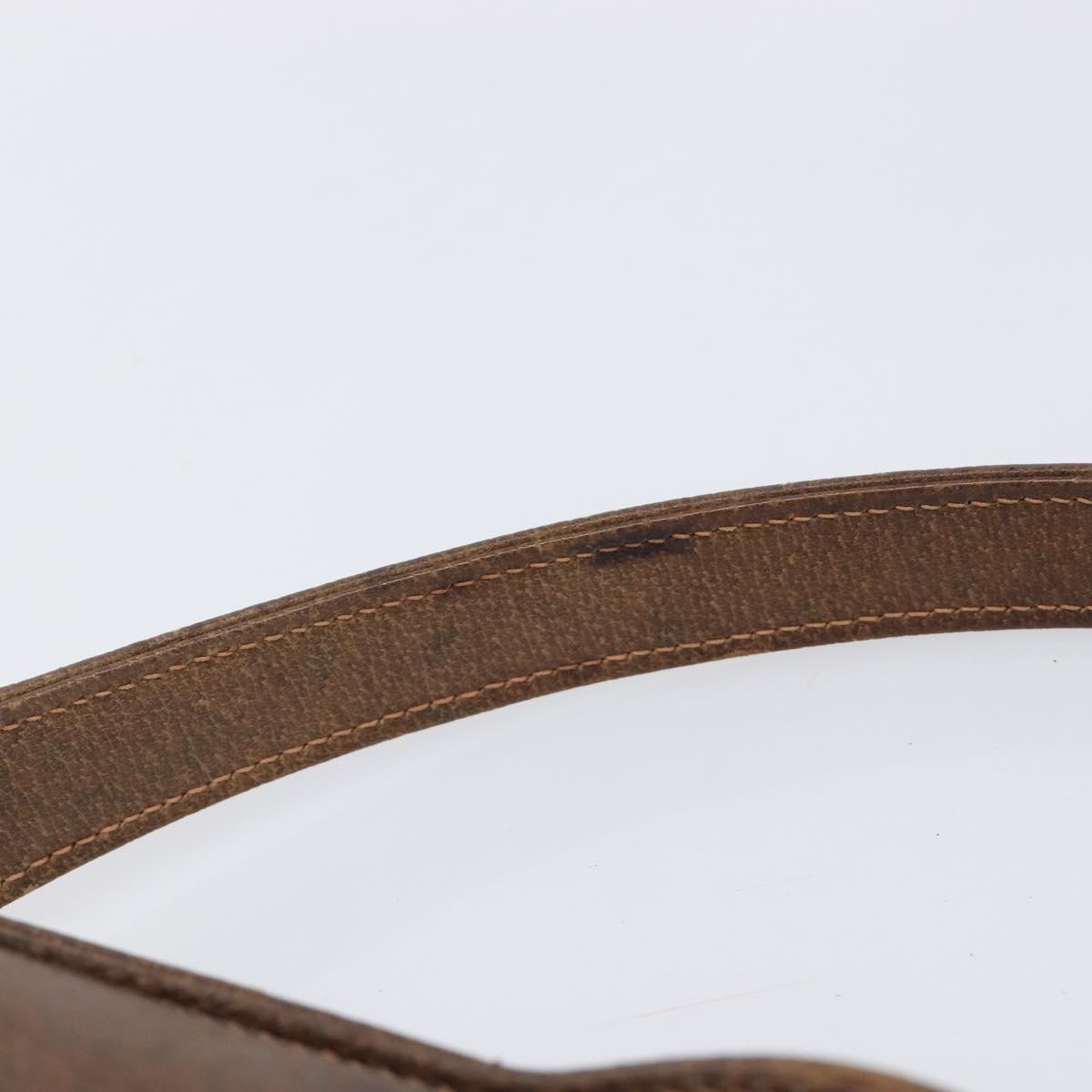 GUCCI Hand Bag Leather Brown Gold Auth 207418A