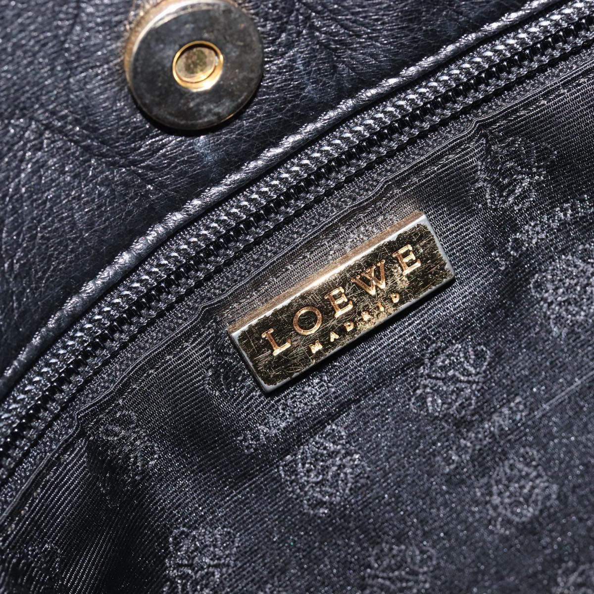 LOEWE Hand Bag Harako Leather Brown Gold Auth 207420A