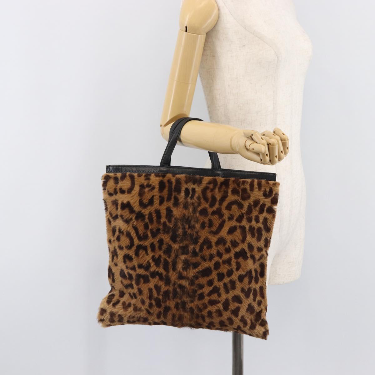 LOEWE Hand Bag Harako Leather Brown Gold Auth 207420A