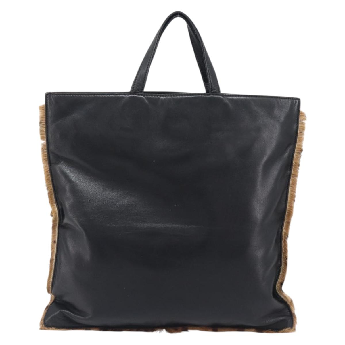 LOEWE Hand Bag Harako Leather Brown Gold Auth 207420A