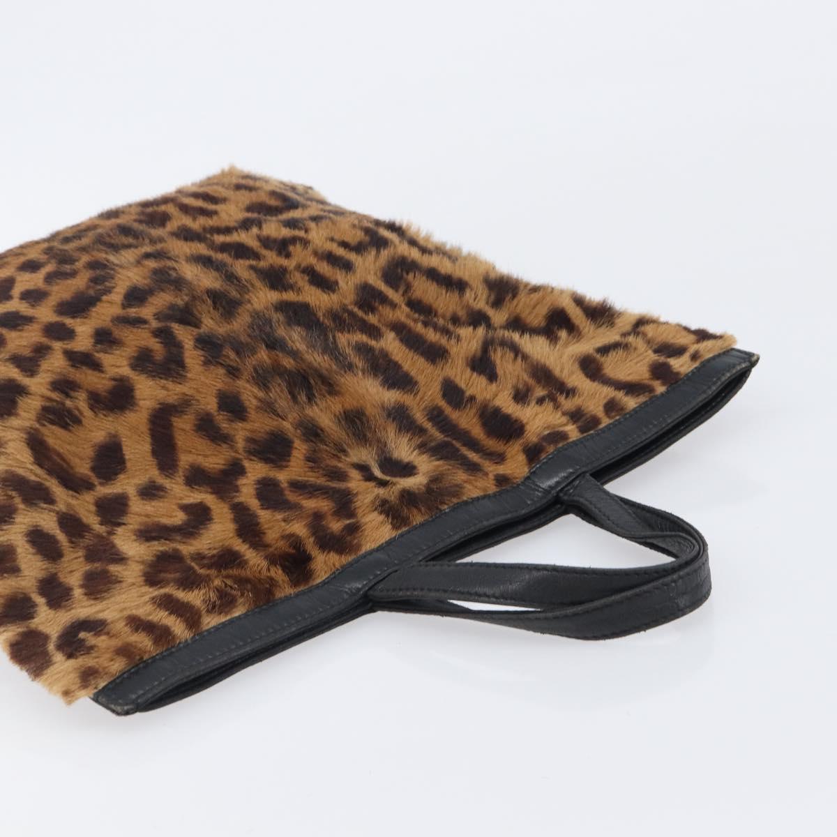 LOEWE Hand Bag Harako Leather Brown Gold Auth 207420A