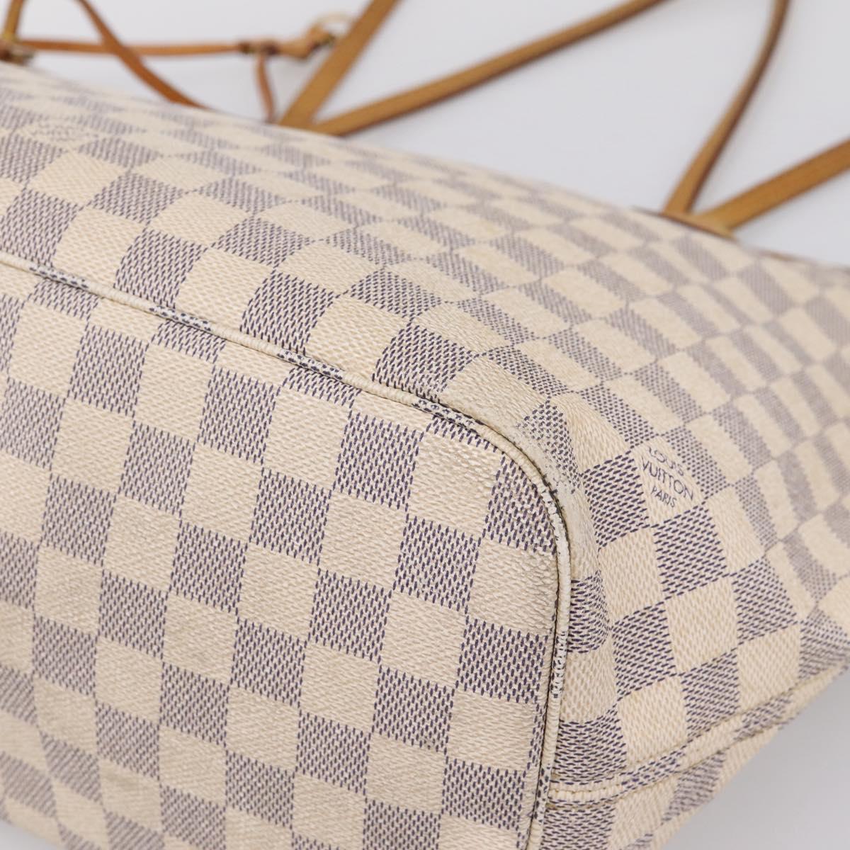 LOUIS VUITTON Damier Azur Neverfull MM Tote Bag N41605 LV Auth 207423