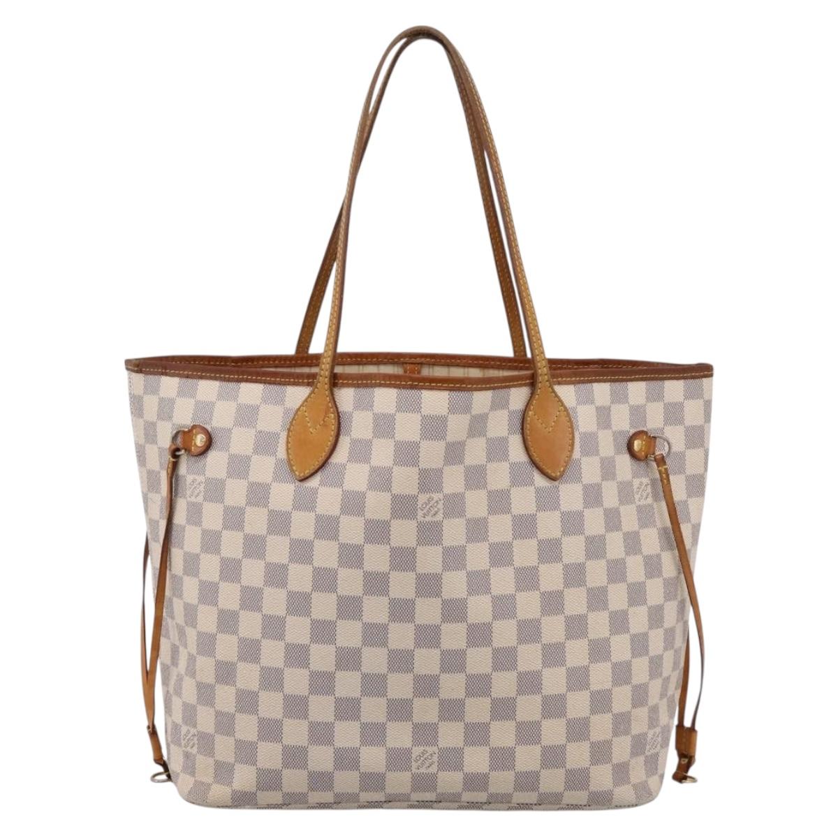 LOUIS VUITTON Damier Azur Neverfull MM Tote Bag N41605 LV Auth 207423