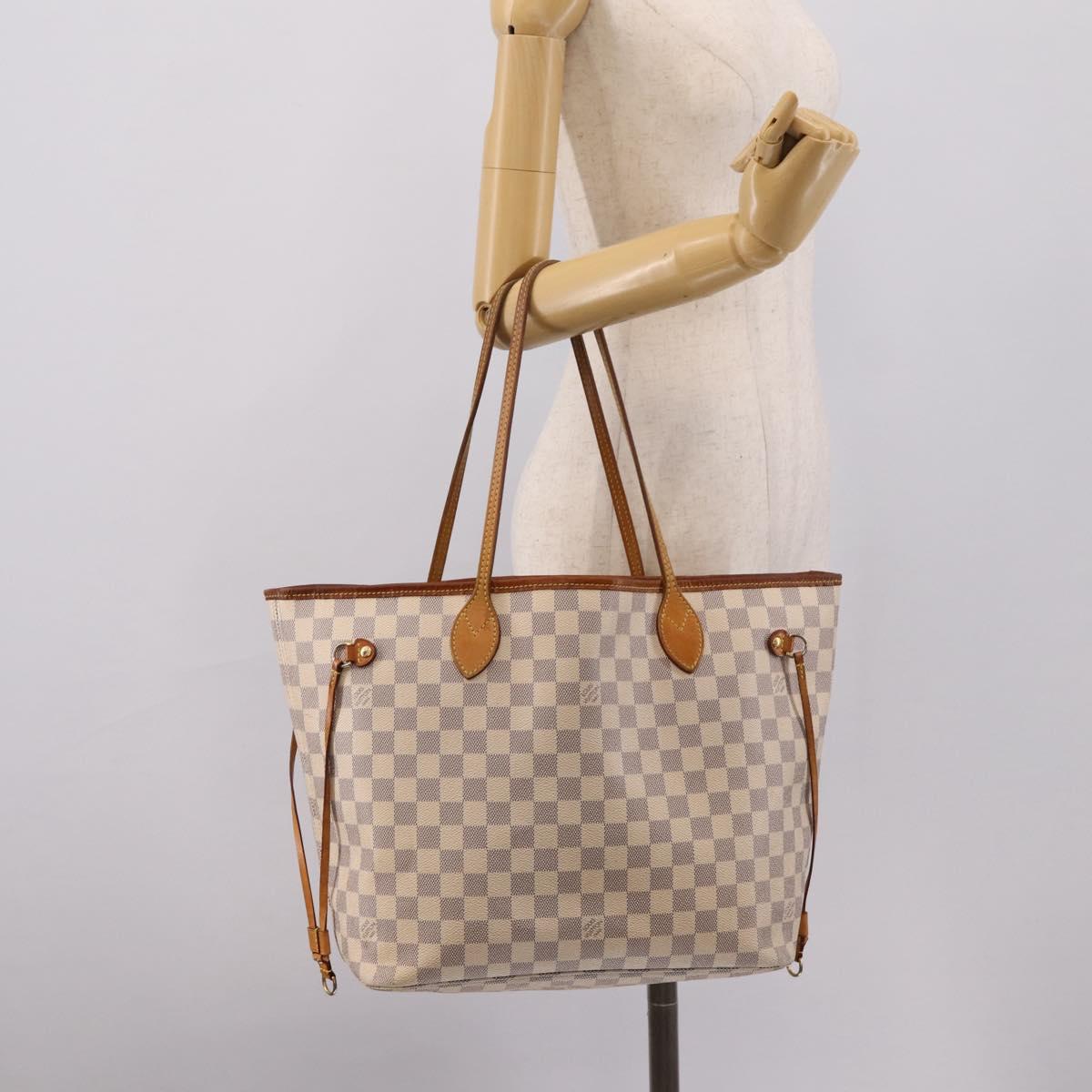 LOUIS VUITTON Damier Azur Neverfull MM Tote Bag N41605 LV Auth 207423