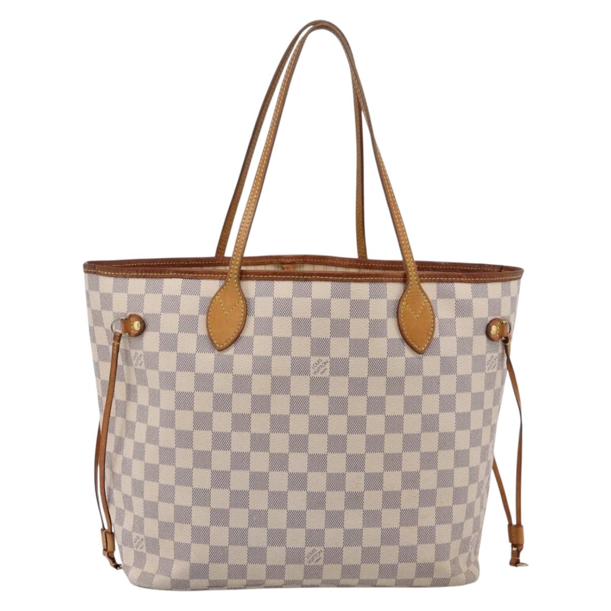 LOUIS VUITTON Damier Azur Neverfull MM Tote Bag N41605 LV Auth 207423