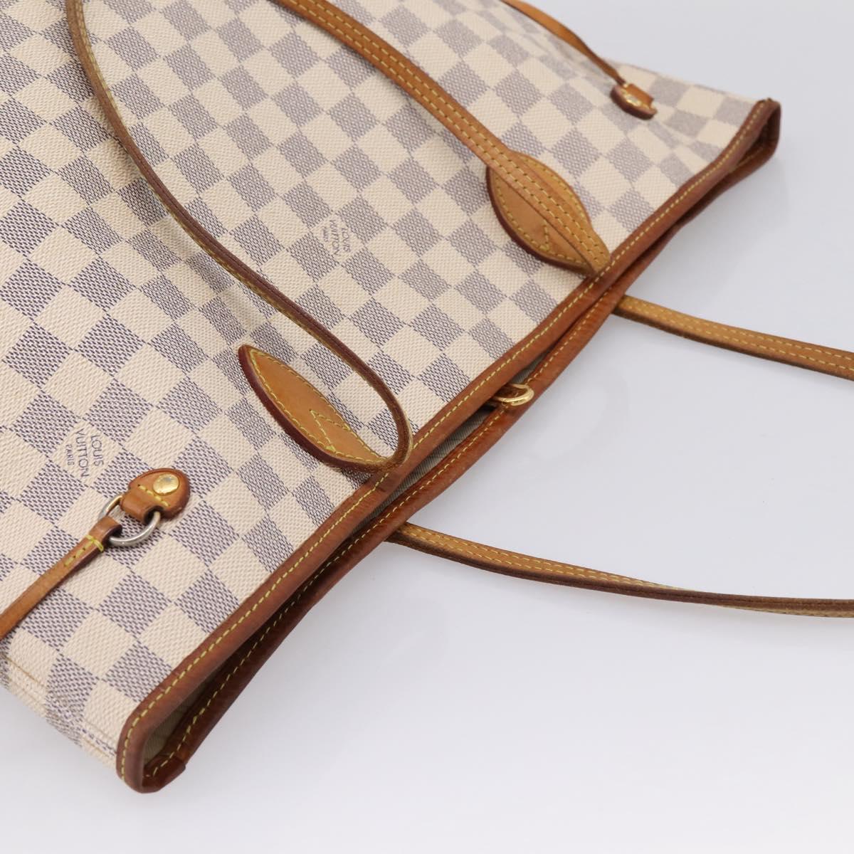 LOUIS VUITTON Damier Azur Neverfull MM Tote Bag N41605 LV Auth 207423