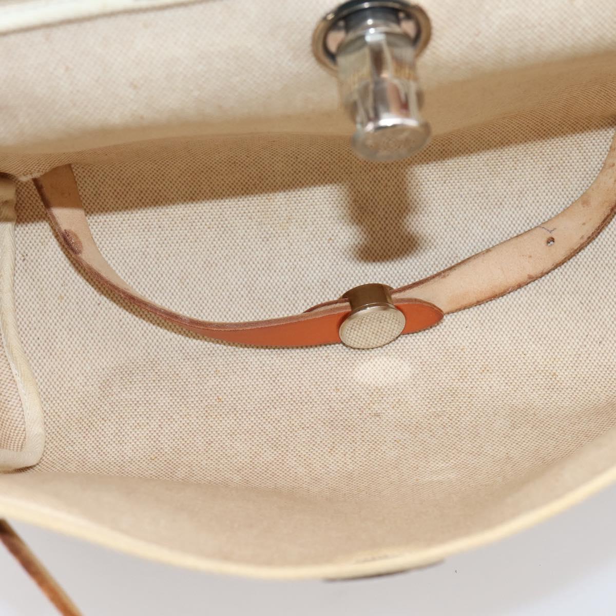 HERMES Her Bag A Dos Backpack Canvas 2way Beige Silver Auth 207431