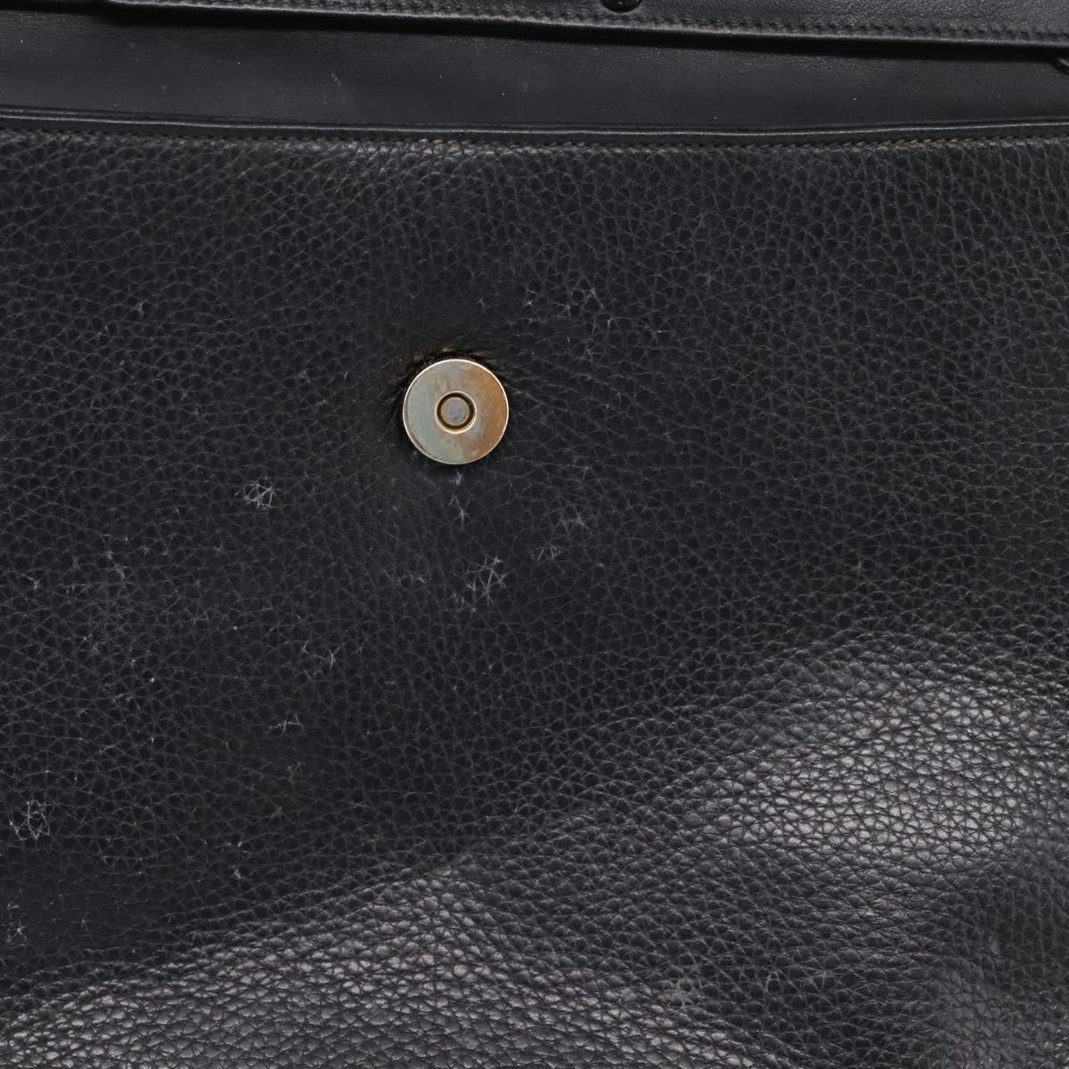 GUCCI Shoulder Bag Leather Black Gold Auth 207435