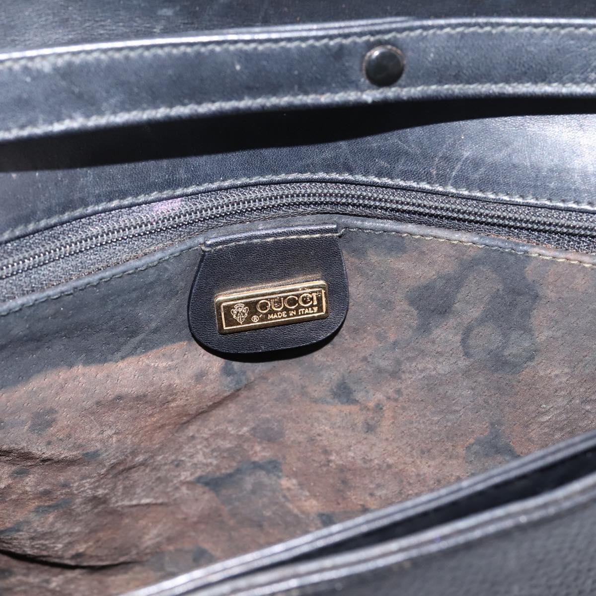 GUCCI Shoulder Bag Leather Black Gold Auth 207435