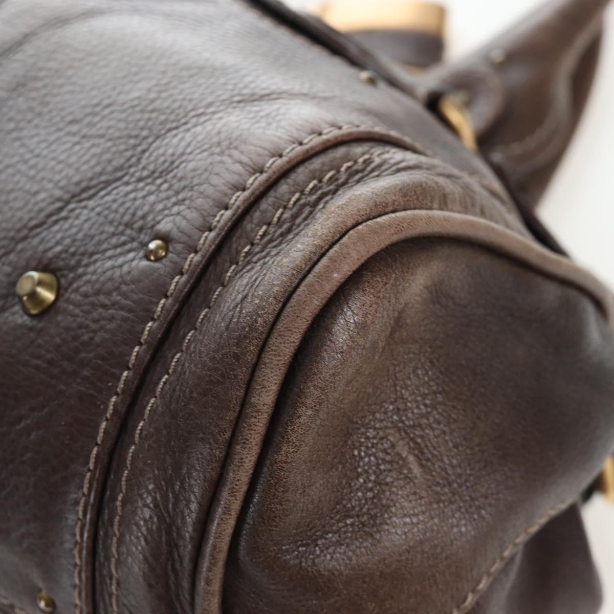 Chloe Paddington Hand Bag Leather Brown Gold Silver Auth 207438V