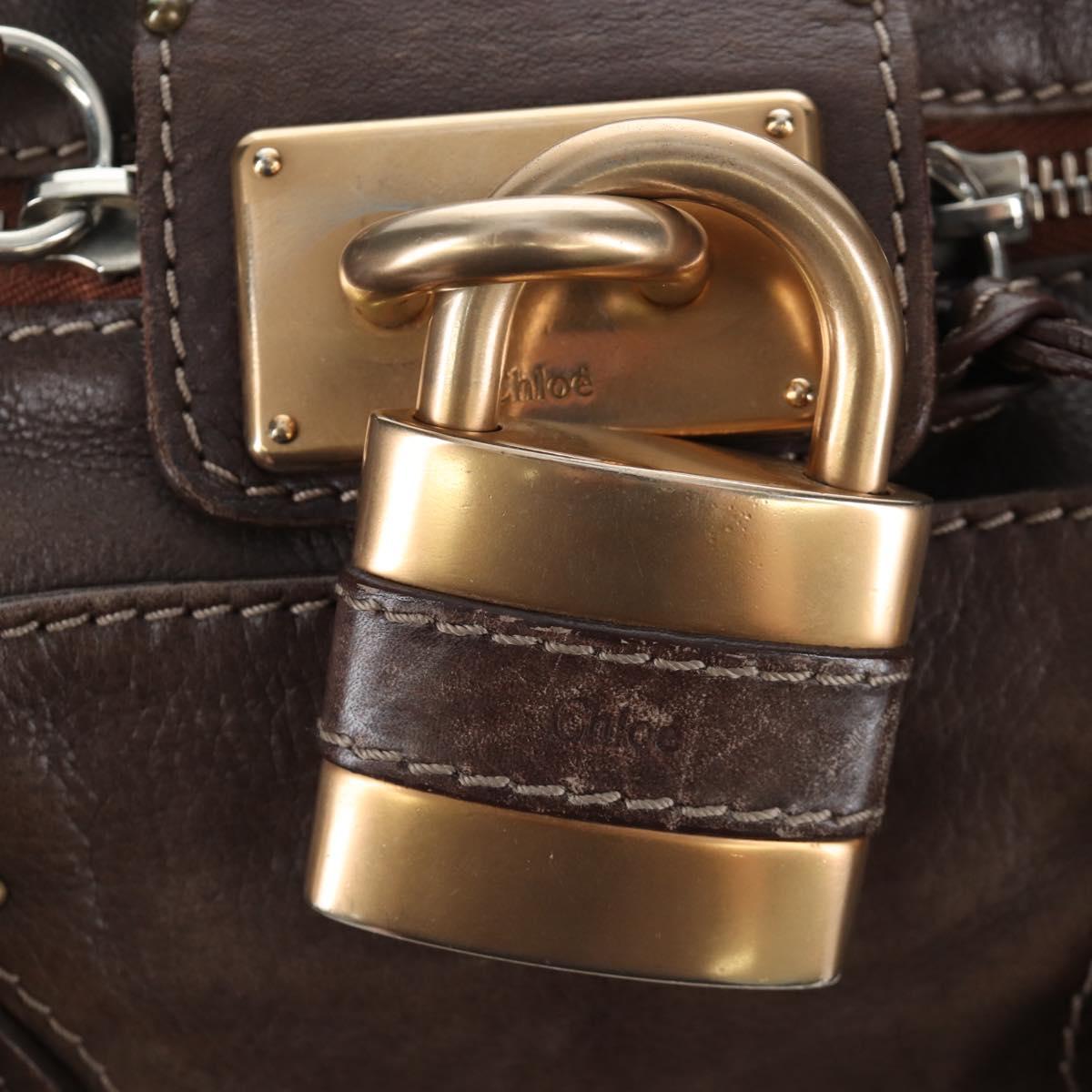 Chloe Paddington Hand Bag Leather Brown Gold Silver Auth 207438V