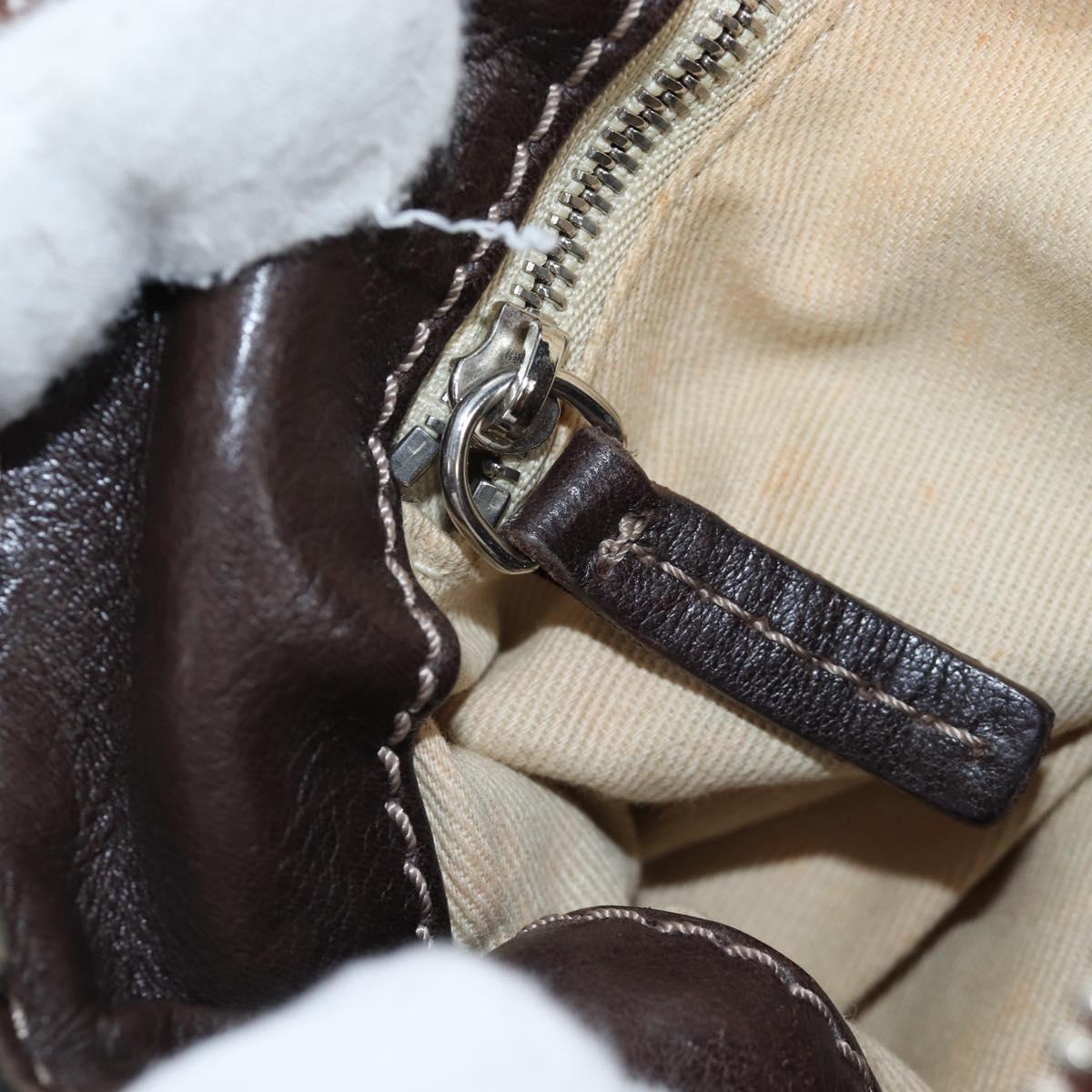 Chloe Paddington Hand Bag Leather Brown Gold Silver Auth 207438V