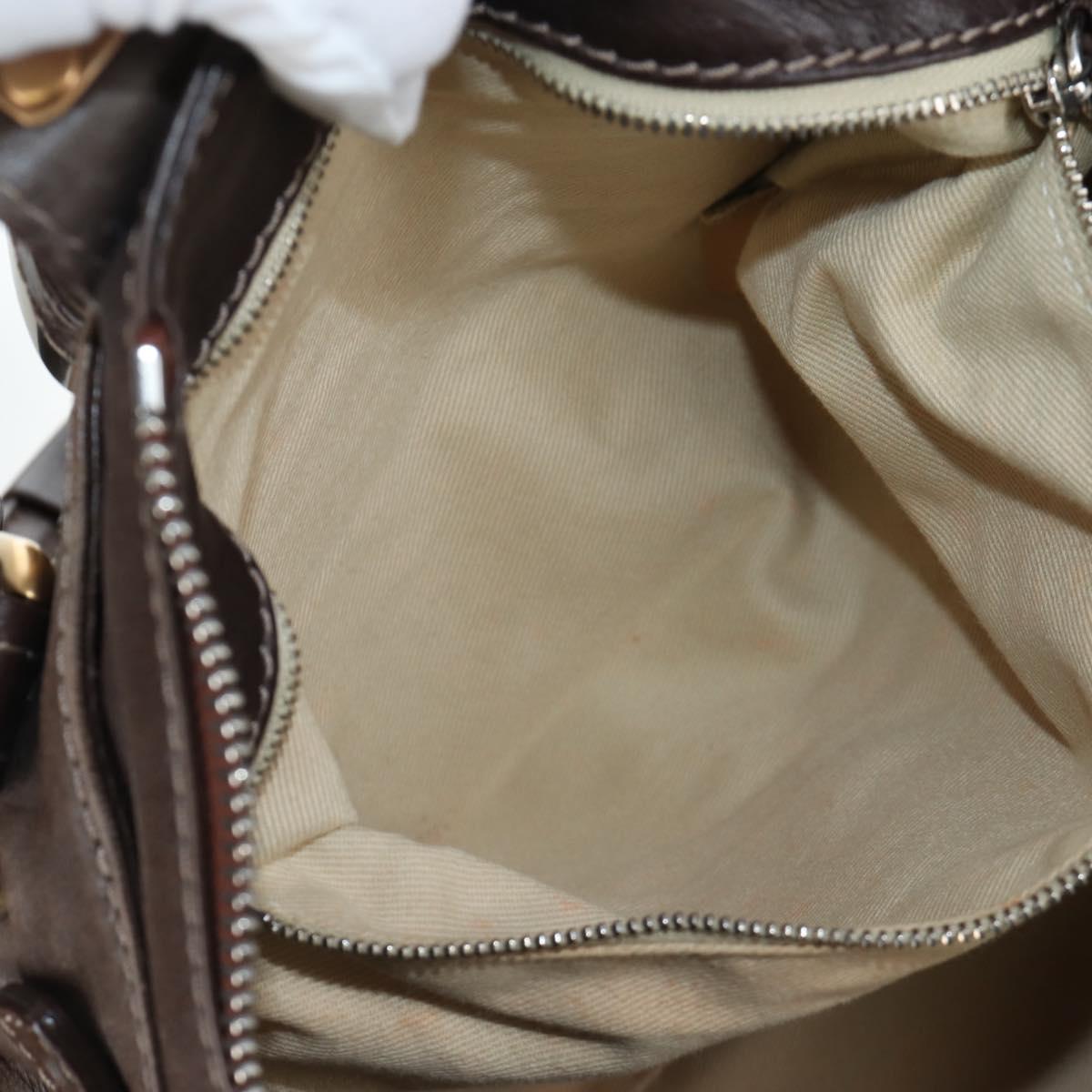 Chloe Paddington Hand Bag Leather Brown Gold Silver Auth 207438V