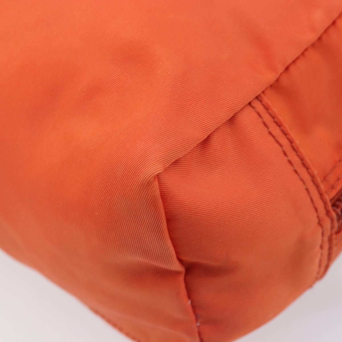 PRADA Pouch Nylon Orange Silver Auth 207441A