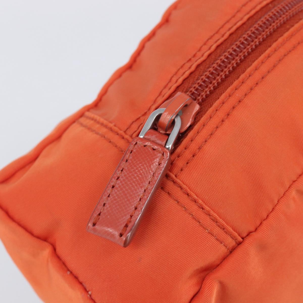 PRADA Pouch Nylon Orange Silver Auth 207441A
